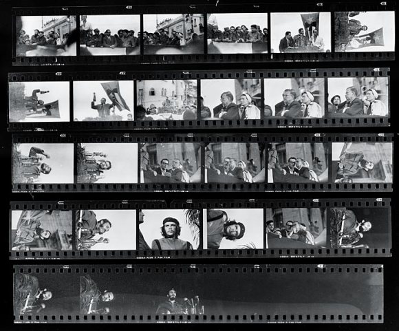 Alberto Korda's full roll of film shot at a March 5, 1960 memorial service, after a freighter exploded in Havana Harbor. Photos by Alberto Korda, public domain/CC0.