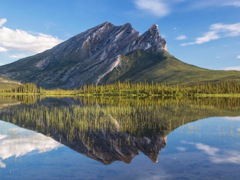 Photograph of Mount Sukakpak in Alaska and it’s reflection in a clear lake.